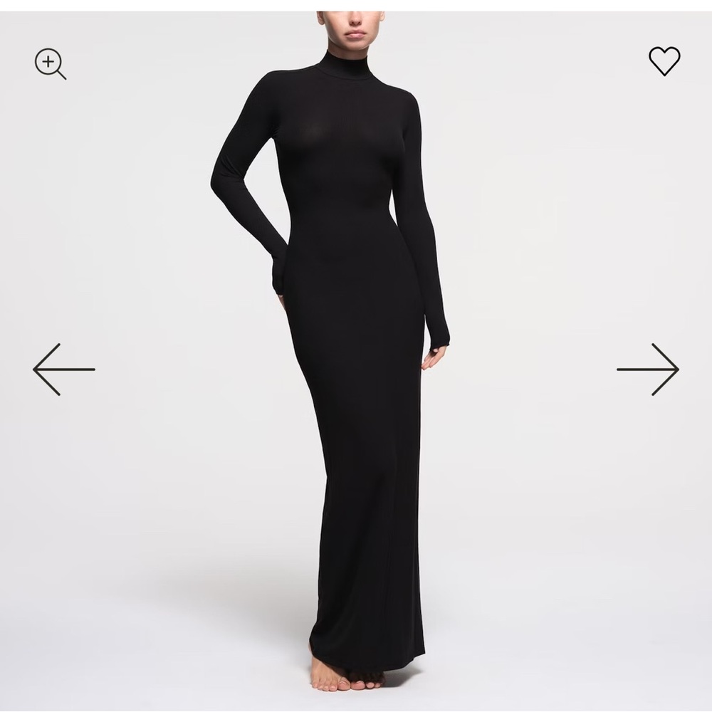 Skims soft lounge mock neck maxi dress ‘deep sea’